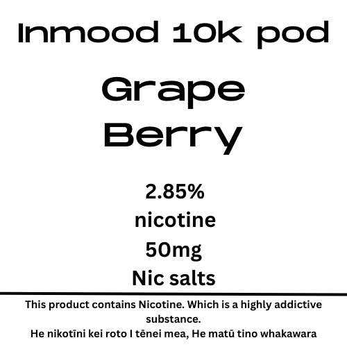 Inmood Grape Berry 10k 40mg Nic Tote Pod