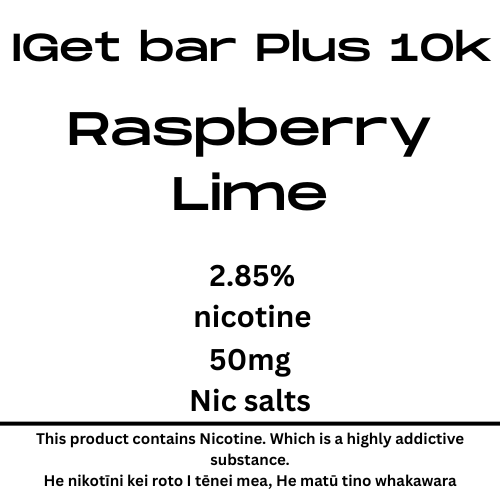 Iget Bar Plus Pod 3.0 Raspberry Lime 28.5mg Nicotine