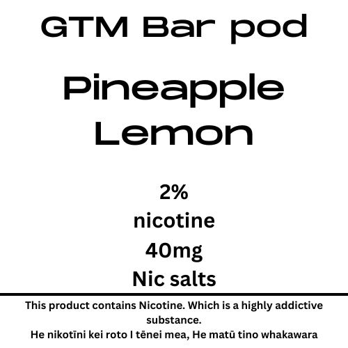 GTM Bar Pineapple Lemon 40mg Nic Salt Pod
