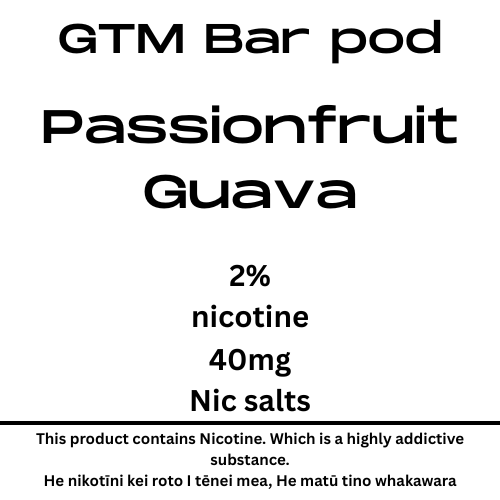 GTM Bar Passionfruit Guava Pod 20mg Nicotine