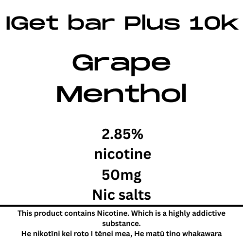 Iget Bar Plus Pod 3.0 Grape Menthol 28.5mg Nicotine
