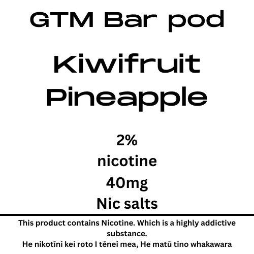 GTM Bar Kiwifruit Pineapple 40mg Nic Salt Pod