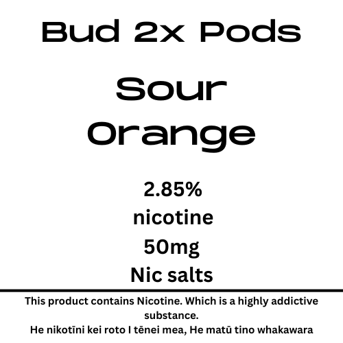 Bud Sour Orange 8000puffs 28mg Nic Salt 2 pods 