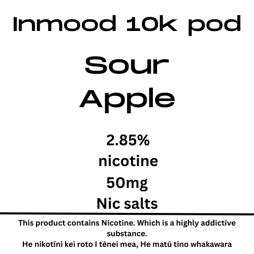 Inmood Sour Apple 10k 40mg Nic Tote Pod