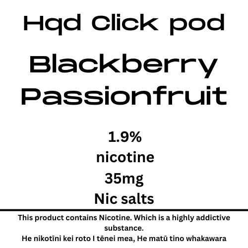 HQD Click Pod Blackberry Passionfruit 35mg Nic Salt